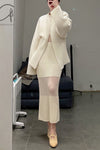 SWAYING/KNIT See-Through Panel Sleeveless Dress SW22SSL05 Apricot PS49